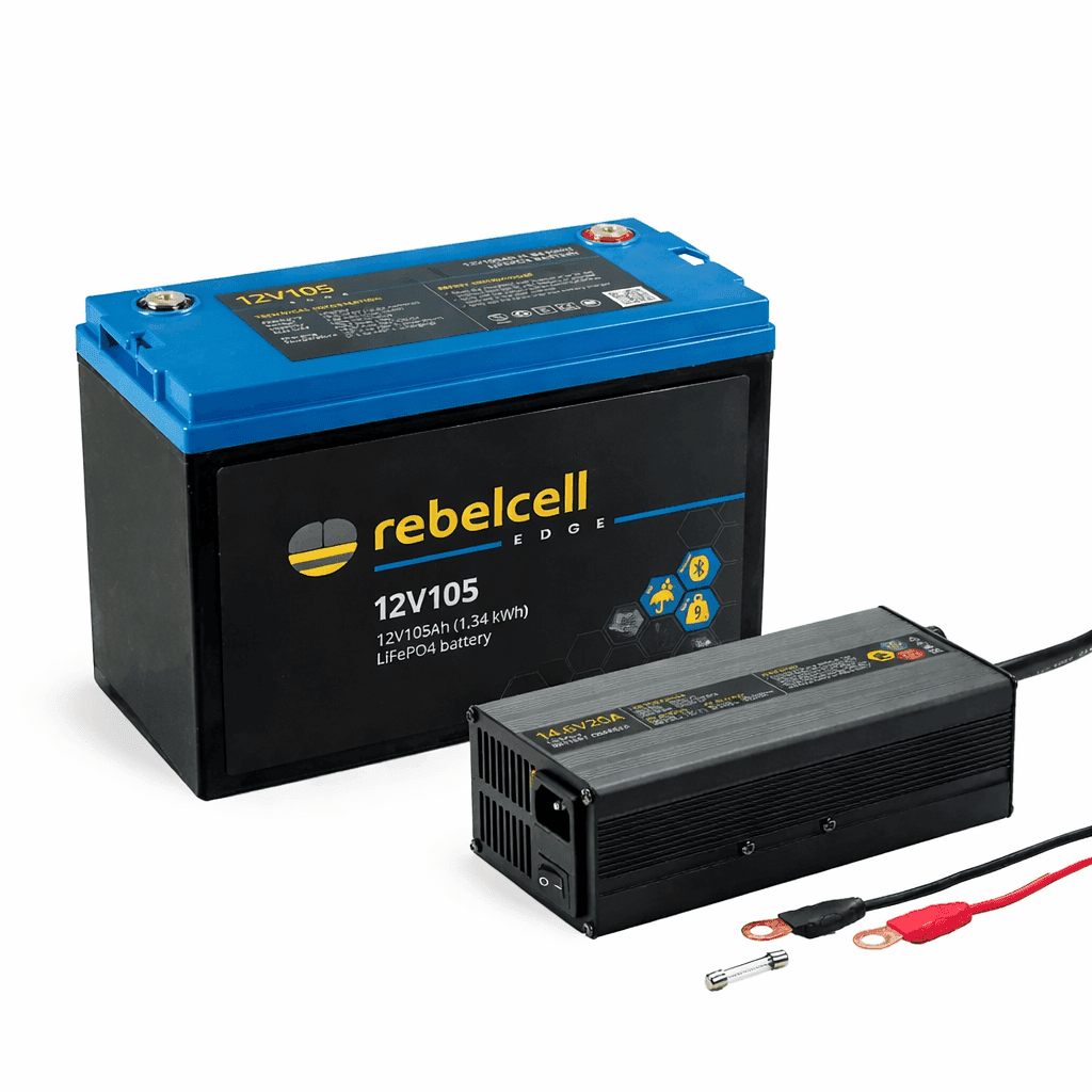 Acumulator 12V105 EDGE LiFePO4 cu încărcător 14.6V20A LiFePO4