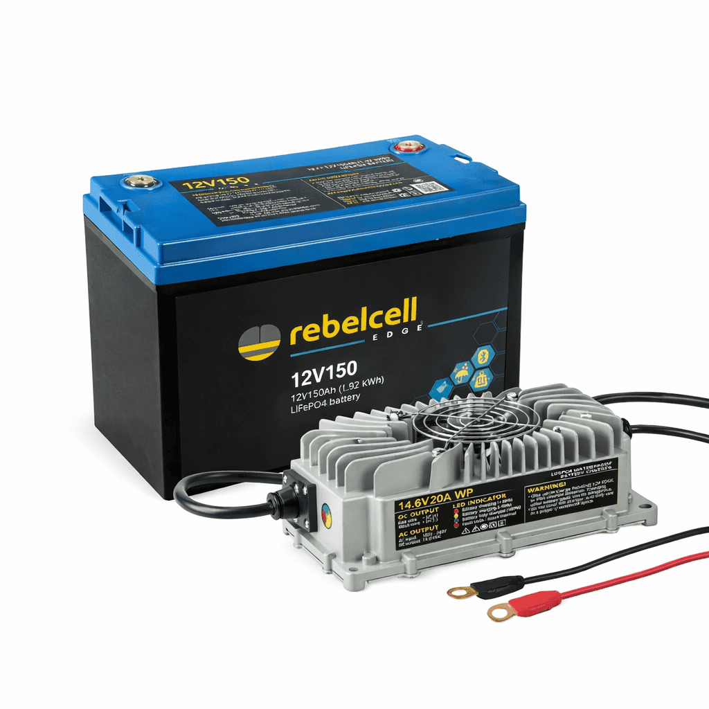 12V150 EDGE (1,92 kWh) cu încărcător 14.6V20A LiFePO4 rezistent la apă
