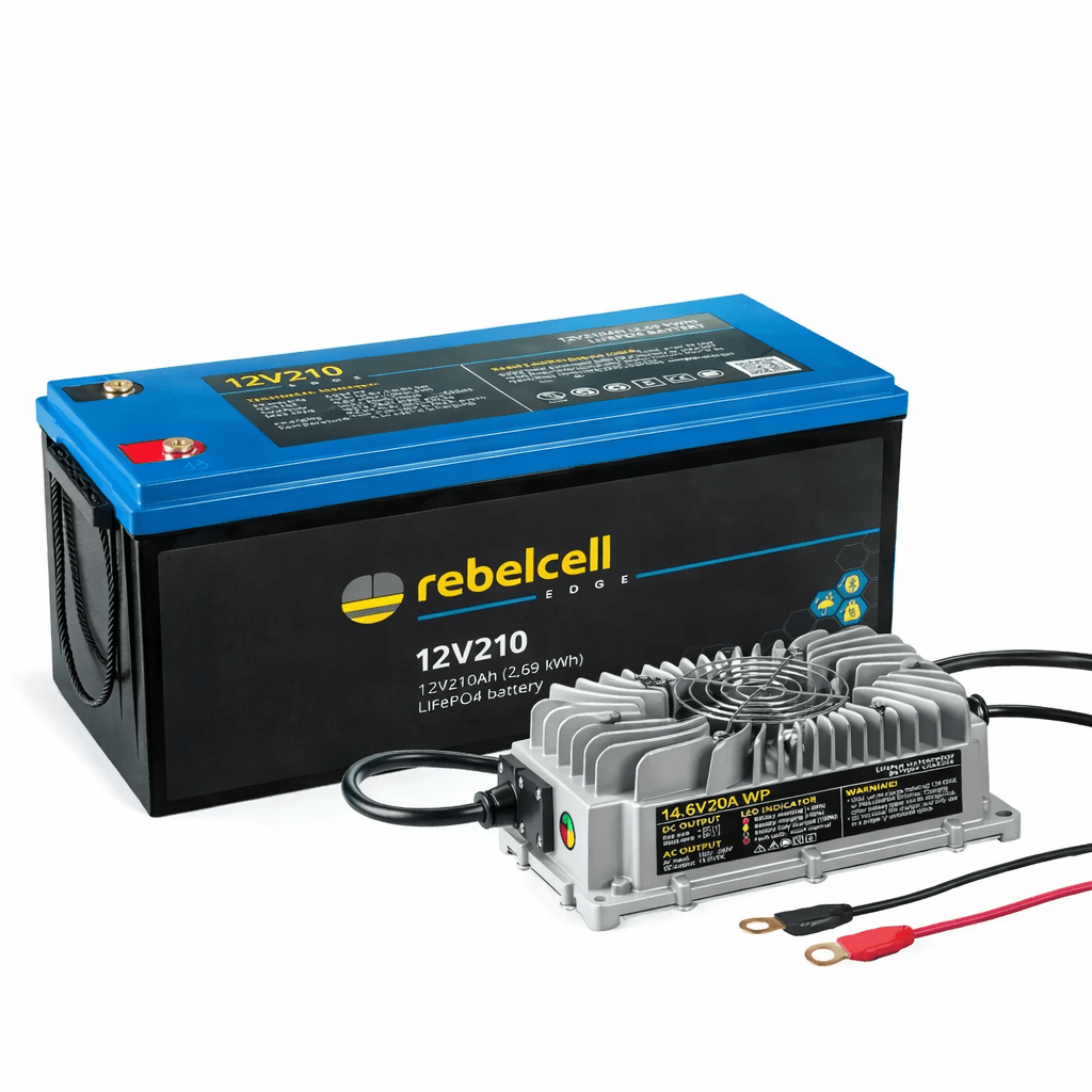 12V210 EDGE (2,69 kWh) cu încărcător 14.6V20A LiFePO4 rezistent la apă